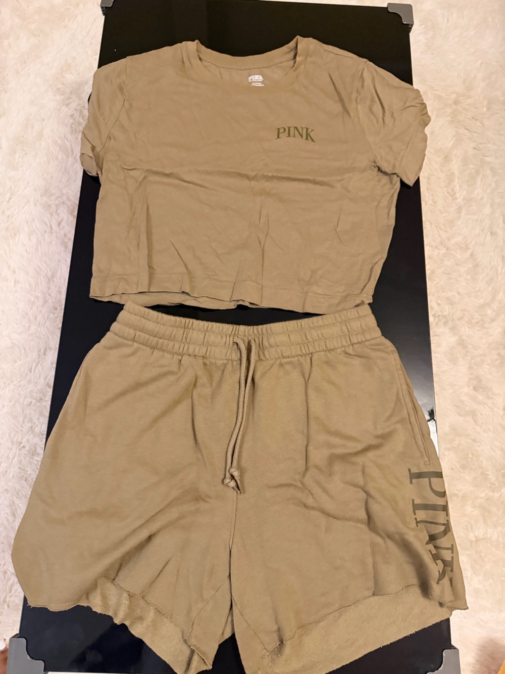 PINK Victoria's Secret Lounge Shorts Set - Olive Taupe